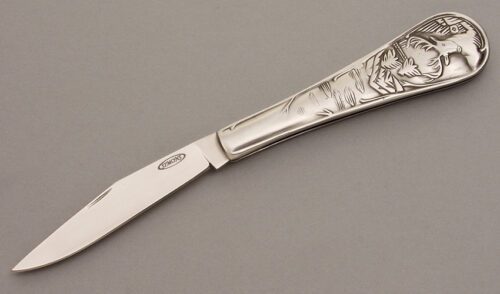 Bill Simons Slip Joint Folder with Stainless Scales handle material - Obverse Side - Item #KLC08317