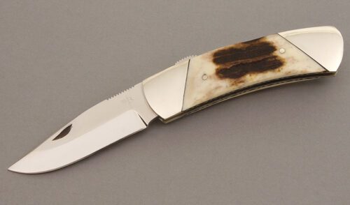 Dave Banks Gents Toplock Folder with Nickel Silver Frame handle material - Obverse Side - Item #KLC08319