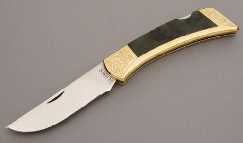 Gerber Knives Folding Sportsman III Lockback with Brass Frame handle material - Obverse Side - Item #KLC08322