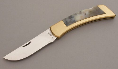 Gerber Knives Sportsman III Lockback with Brass Frame handle material - Obverse Side - Item #KLC08323