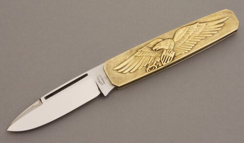 A.G. Russell American Bicentennial Folder with Brass Handle Scales handle material - Obverse Side - Item #KLC08331