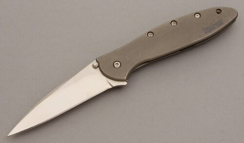 Kershaw Knives Ken Onion Leek with Titanium Frame handle material - Obverse Side - Item #KLC08346