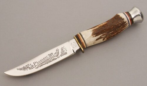 Kissing Crane Hunter with Stag handle material - Obverse Side - Item #KLC08347