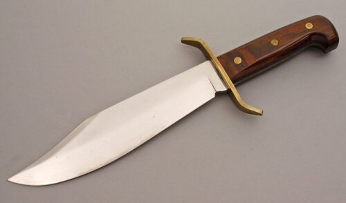 Western Knives W49 Bowie with Laminated Wood Scales handle material - Obverse Side - Item #KLC08350