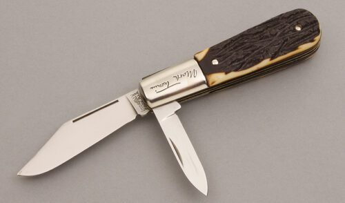 Imperial Knife Co. Mark Twain Barlow with Stag Jigged Delrin handle material - Obverse Side - Item #KLC08358