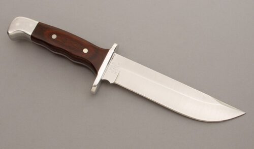 Buck Knives Model 124 Frontiersman with Laminated Wood Scales handle material - Obverse Side - Item #KLC08374