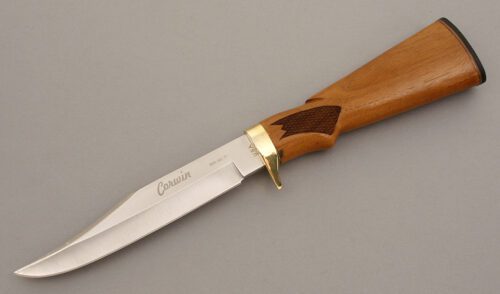 Corwin Knives Gunstock Hunter with Wood Handle handle material - Obverse Side - Item #KLC08378