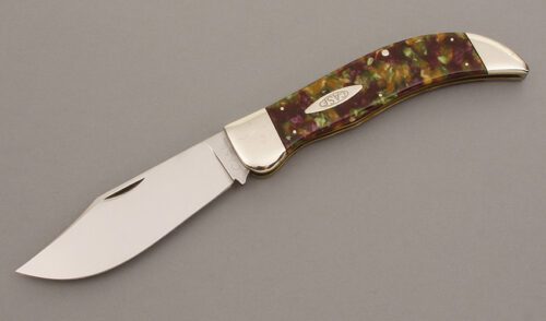 Case Cutlery 71072 Clasp Knife with Thanksgiving Harvest Scales handle material - Obverse Side - Item #KLC08389