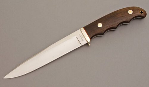 A.G. Russell Camp Knife with Ebony Wood Scales handle material - Obverse Side - Item #KLC08433