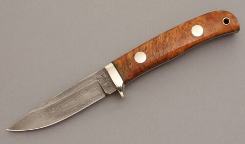 A.G. Russell Small Hunter with Quince Burl Wood handle material - Obverse Side - Item #KLC08434