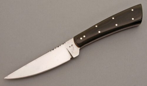 Marv Palmer Skinner with Black Linen Micarta handle material - Obverse Side - Item #KLC08443