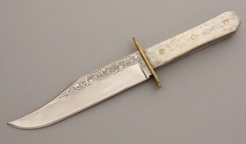 Roy Carter Cowboy Bowie with Smooth Bone Scales handle material - Obverse Side - Item #KLC08448