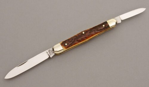 Hen & Rooster Swell Center Pen with Stag Scales handle material - Obverse Side - Item #KLC08452