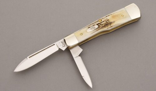 Case Cutlery Two Blade Gunstock with Stag Scales handle material - Obverse Side - Item #KLC08455