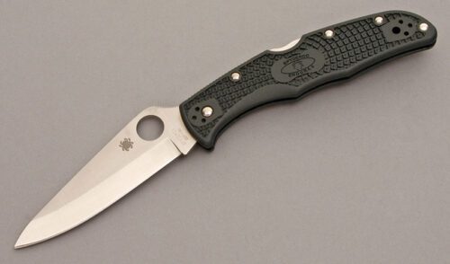 Spyderco Knives Endura 4 Lockback with British Racing Green FRN handle material - Obverse Side - Item #KLC08458