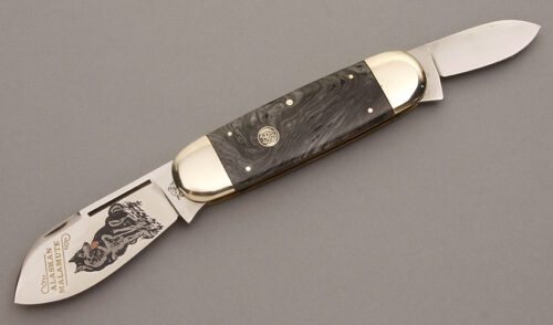 Bulldog Knives Sunfish with Black & Gray Celluloid handle material - Obverse Side - Item #KLC08461
