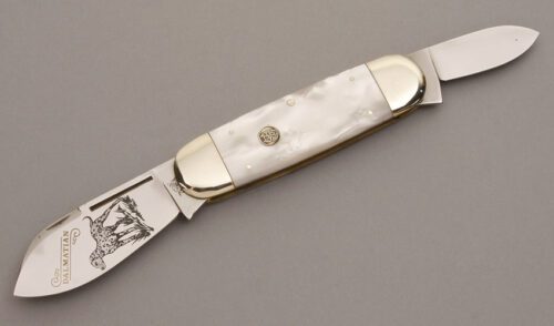 Bulldog Knives Sunfish with Mother of Pearl Celluloid handle material - Obverse Side - Item #KLC08462
