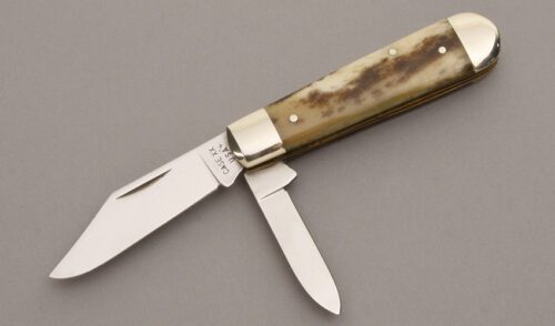 Case Cutlery Two Blade Jack with Smooth Appaloosa Bone Scales handle material - Obverse Side - Item #KLC08465