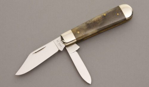 Case Cutlery Two Blade Jack with Smooth Appaloosa Bone Scales handle material - Obverse Side - Item #KLC08466