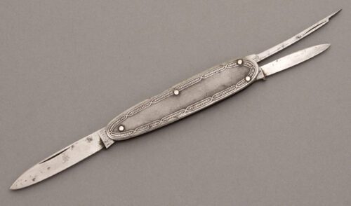 H. Boker & Co. Lobster Pen Knife with Embossed Carbon Steel handle material - Obverse Side - Item #KLC08469