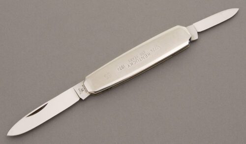 Hen & Rooster Two Blade Pen with Nickel Silver Handles handle material - Obverse Side - Item #KLC08473