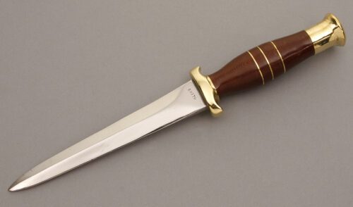 Smith Letter Opener with Brown Linen Micarta handle material - Obverse Side - Item #KLC08477