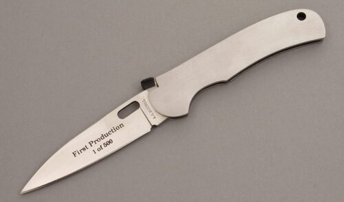 A.G. Russell K-94C One Hand Folder with Stainless Frame handle material - Obverse Side - Item #KLC08490