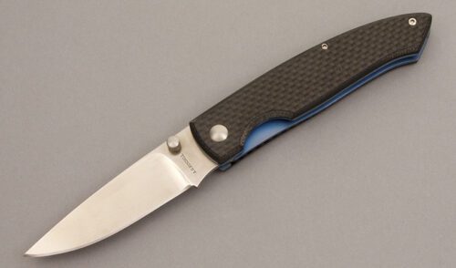 A.G. Russell Linerlock with Carbon Fiber handle material - Obverse Side - Item #KLC08502