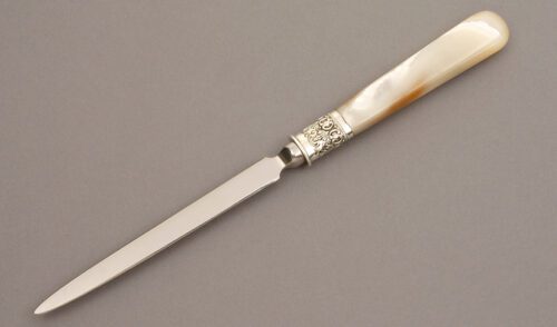 Unknown Maker Letter Opener with Mother of Pearl handle material - Obverse Side - Item #KLC08504
