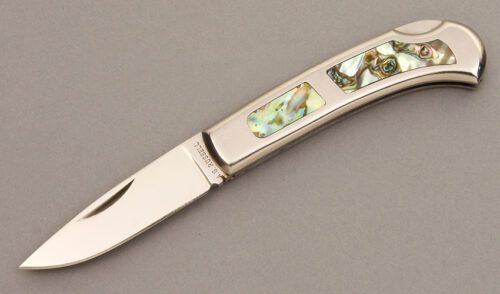 A.G. Russell Lockback with Stainless Frame handle material - Obverse Side - Item #KLC08506