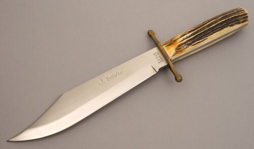 Ka-Bar Knives J. Bowie with Stag Handles handle material - Obverse Side - Item #KLC08508