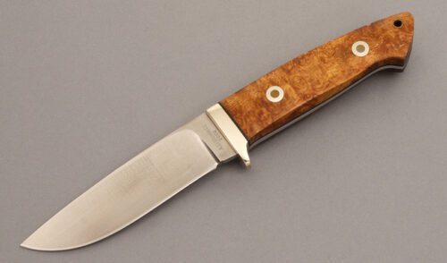 A.G. Russell Drop Point Hunter with Chinese Quince Burl Wood handle material - Obverse Side - Item #KLC08512