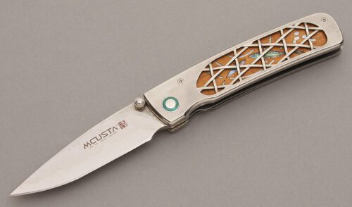 Mcusta Knives Koi Fish Linerlock with Stainless Steel Handles handle material - Obverse Side - Item #KLC08525
