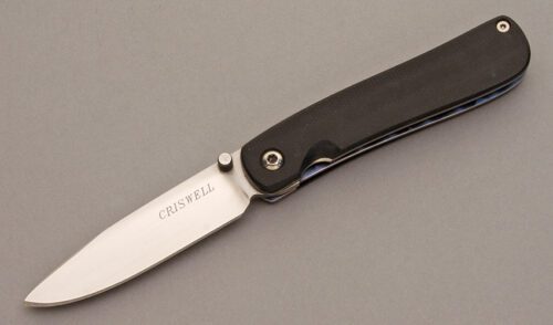 Rob Criswell Custom Linerlock with Black G-10 Scales handle material - Obverse Side - Item #KLC08527