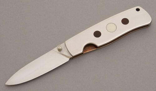 B. London Linerlock Folder with Nickel Silver Handles handle material - Obverse Side - Item #KLC08528