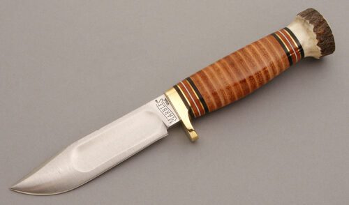 Marble's Knives Ideal with Stacked Leather handle material - Obverse Side - Item #KLC08537