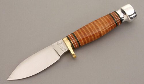 Marble's Knives Sport with Stacked Leather handle material - Obverse Side - Item #KLC08540
