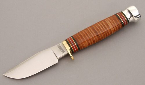 Marble's Knives Trailcraft with Stacked Leather handle material - Obverse Side - Item #KLC08541