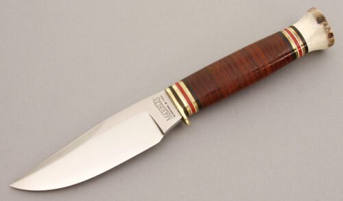 Marble's Knives Handy with Stacked Leather handle material - Obverse Side - Item #KLC08543