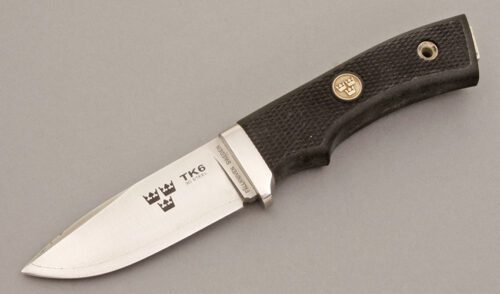 Fallkniven Knives TK6 Hunter with Black Thermorum handle material - Obverse Side - Item #KLC08544