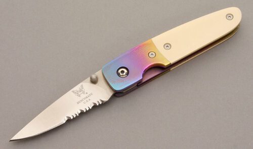 Benchmade Knives 850S Pardue Model B Linerlock with Ivory Micarta handle material - Obverse Side - Item #KLC08549