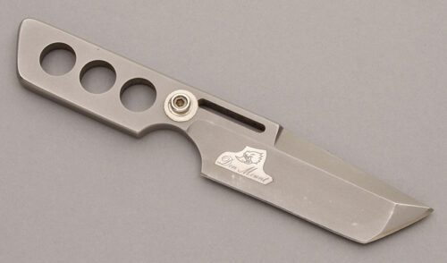 Don Mount Small Tanto Boot Knife with Integral Stainless handle material - Obverse Side - Item #KLC08556