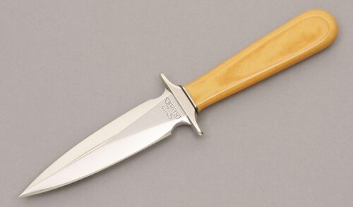John Smith Boot Dagger with Ivory Micarta Handle handle material - Obverse Side - Item #KLC08558