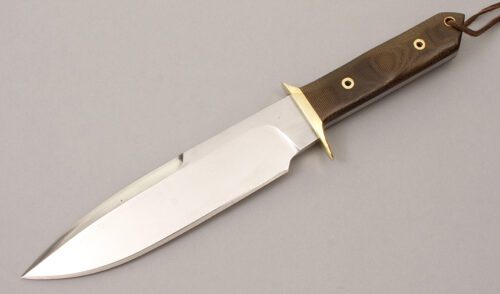 Unknown Maker Fighter with Green Canvas Micarta handle material - Obverse Side - Item #KLC08559