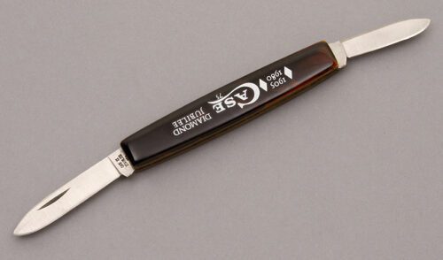 Case Cutlery 75th Diamond Jubilee with Faux Tortise Shell handle material - Obverse Side - Item #KLC08565