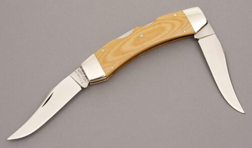 Case Cutlery Texas Longhorn Lockback with Ivory Micarta Scales handle material - Obverse Side - Item #KLC08570