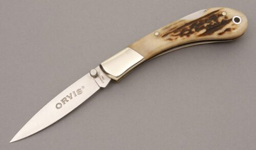 Orvis Knives Lockback with Stag Scales handle material - Obverse Side - Item #KLC08572