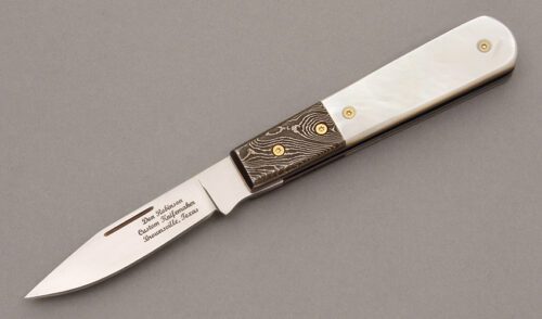 Don Robinson Linerlock with Mother of Pearl Scales handle material - Obverse Side - Item #KLC08577