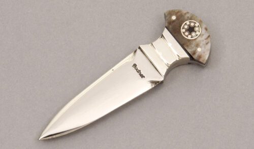 Jerry Bodner Miniature Push Dagger with Smooth Bone handle material - Obverse Side - Item #KLC08583