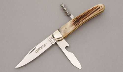 Orvis Knives Bartender Knife with Stag Handle Scales handle material - Obverse Side - Item #KLC08585